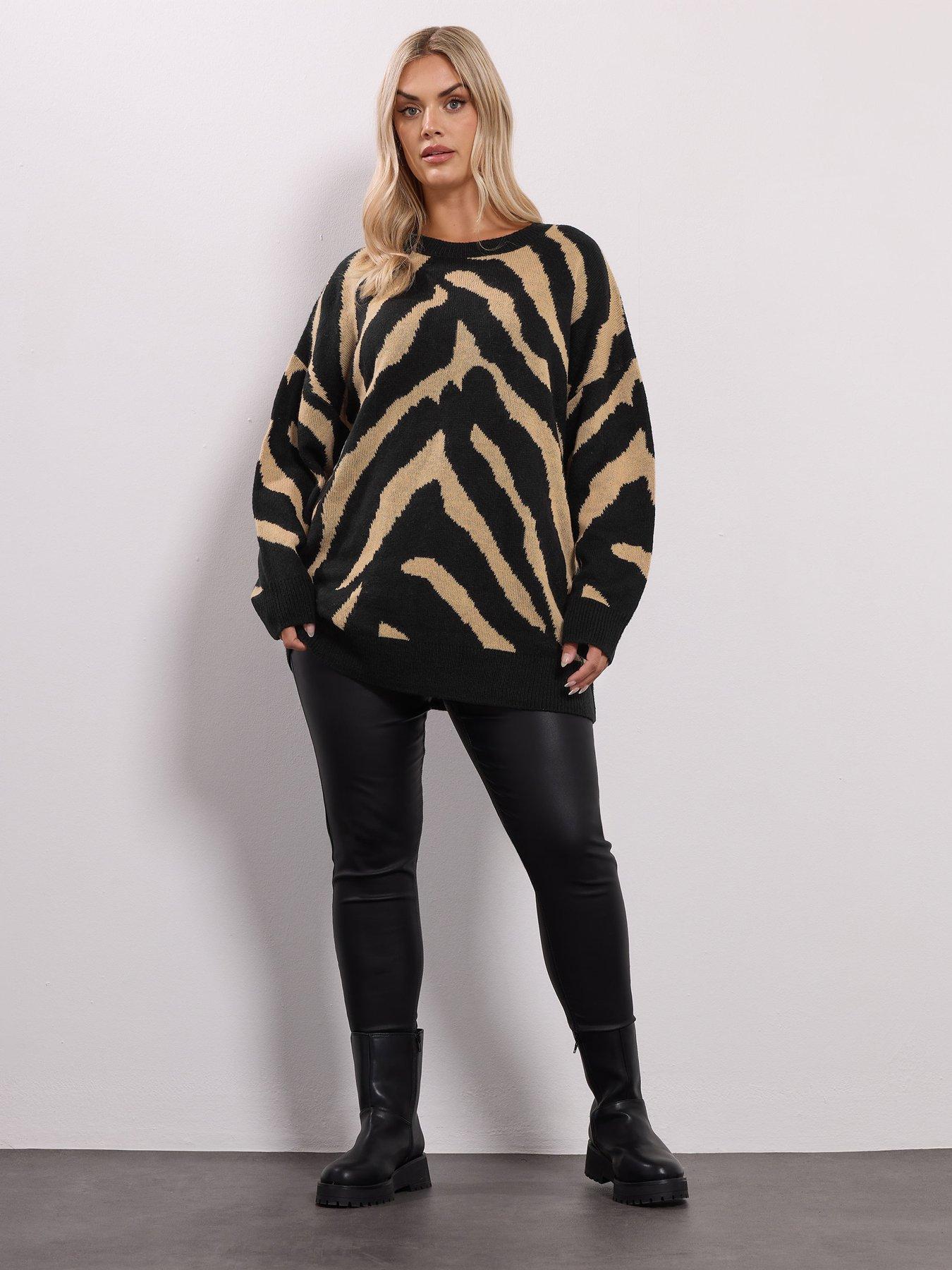 Image 3 of 4 of Yours Curve Zebra Jumper - Black