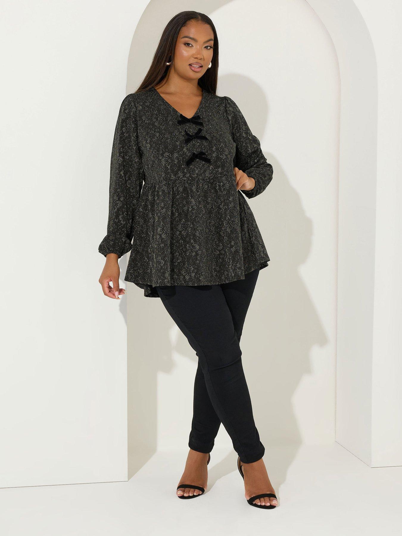 yours-curve-floral-jacquard-top-blackback