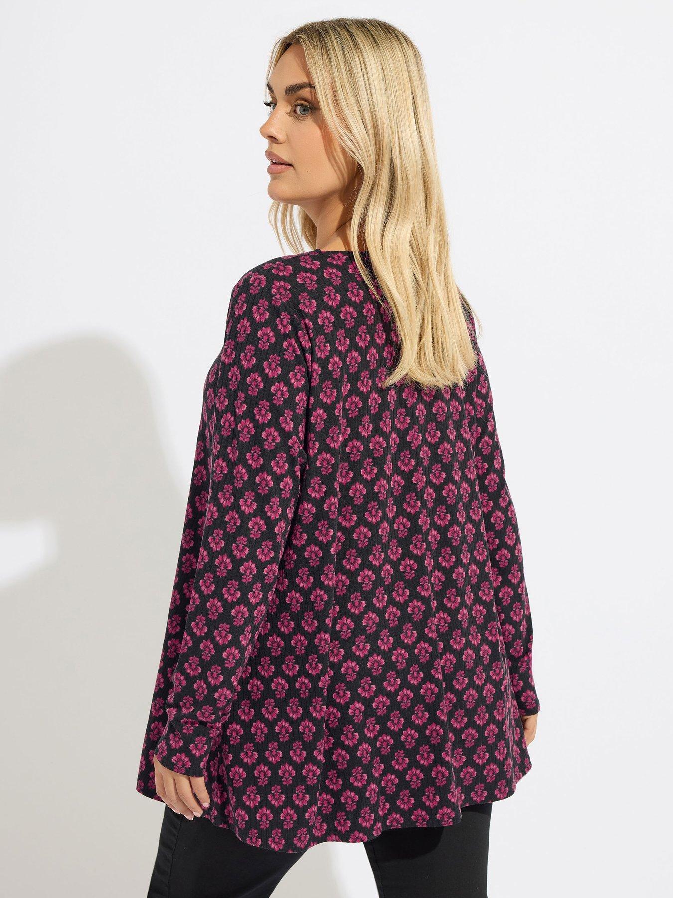 Image 2 of 4 of Yours Curve Rib Button Swing Top - Pink