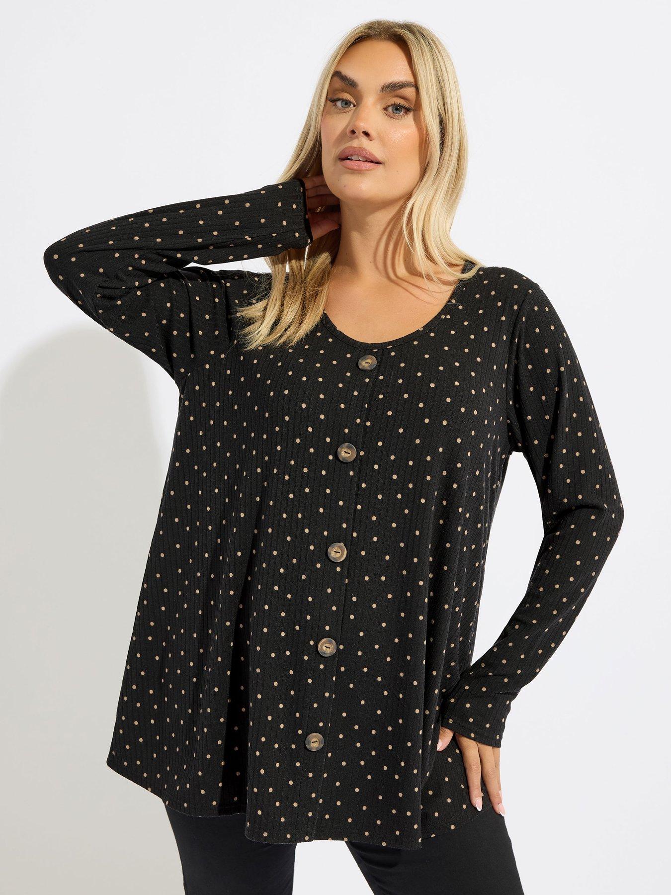 Image 1 of 4 of Yours Curve Rib Button Swing Top - Black