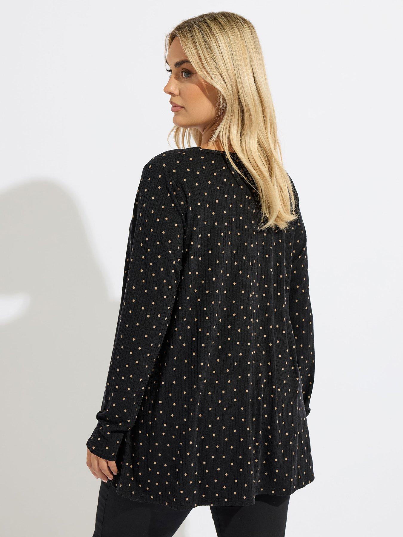 Image 2 of 4 of Yours Curve Rib Button Swing Top - Black