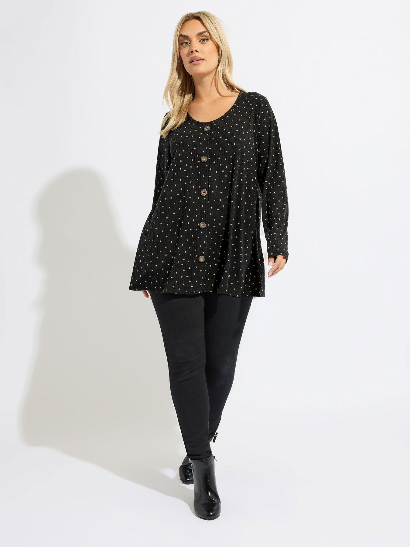 Image 3 of 4 of Yours Curve Rib Button Swing Top - Black