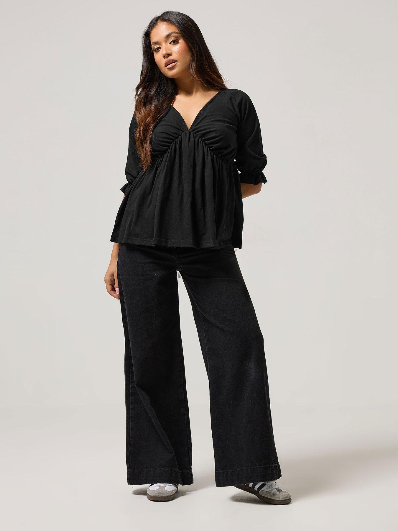 pixiegirl-petite-half-sleeve-smock-top-blackback