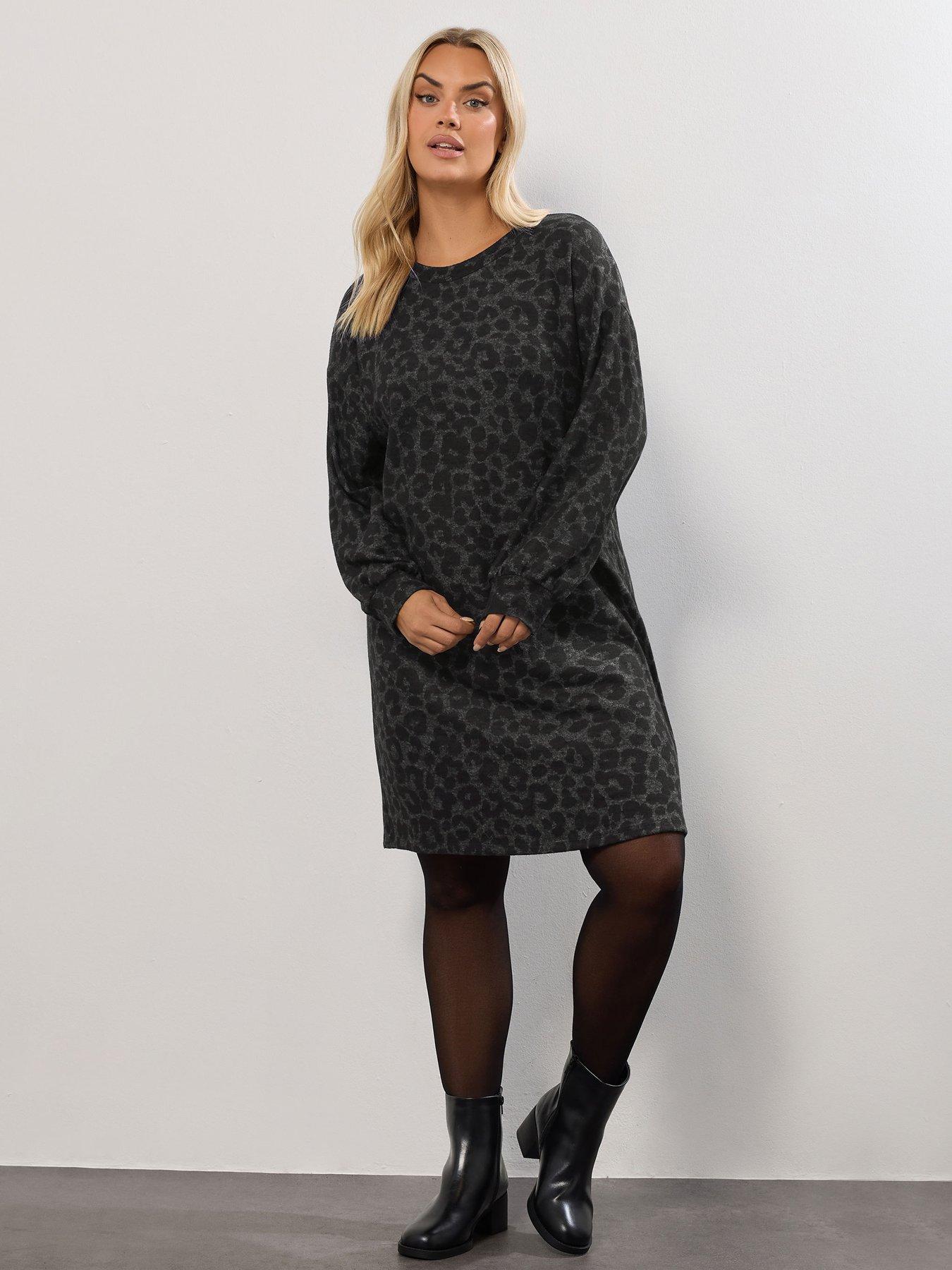 Yours Curve Balloon Sleeve Dress - Grey