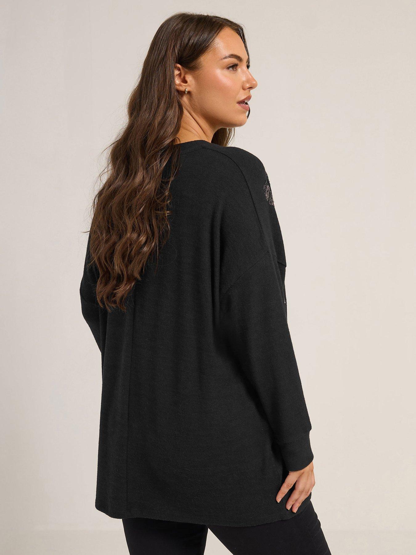 yours-curve-bow-sequin-jumper-blackstillFront