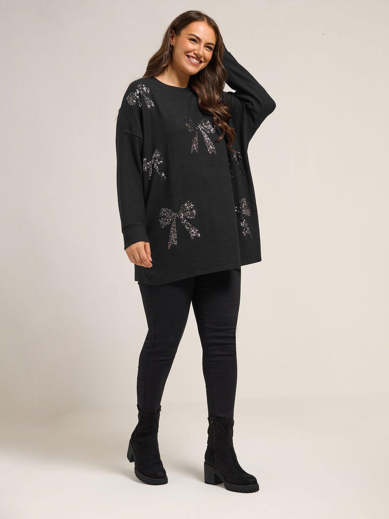 yours-curve-bow-sequin-jumper-blackback