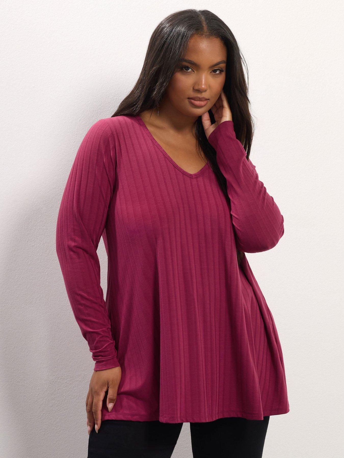 yours-curve-rib-swing-t-shirt-pink