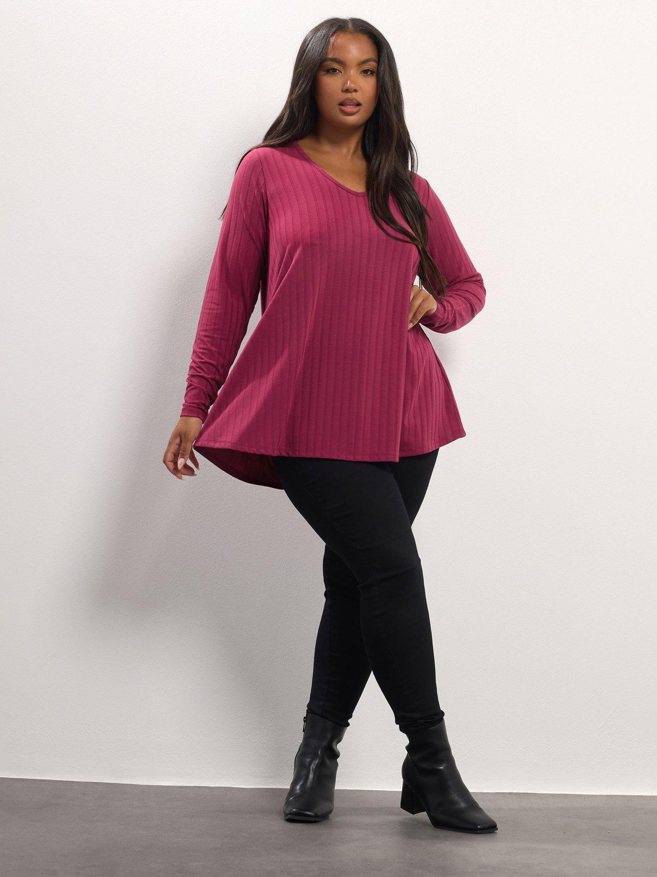 yours-curve-rib-swing-t-shirt-pinkback