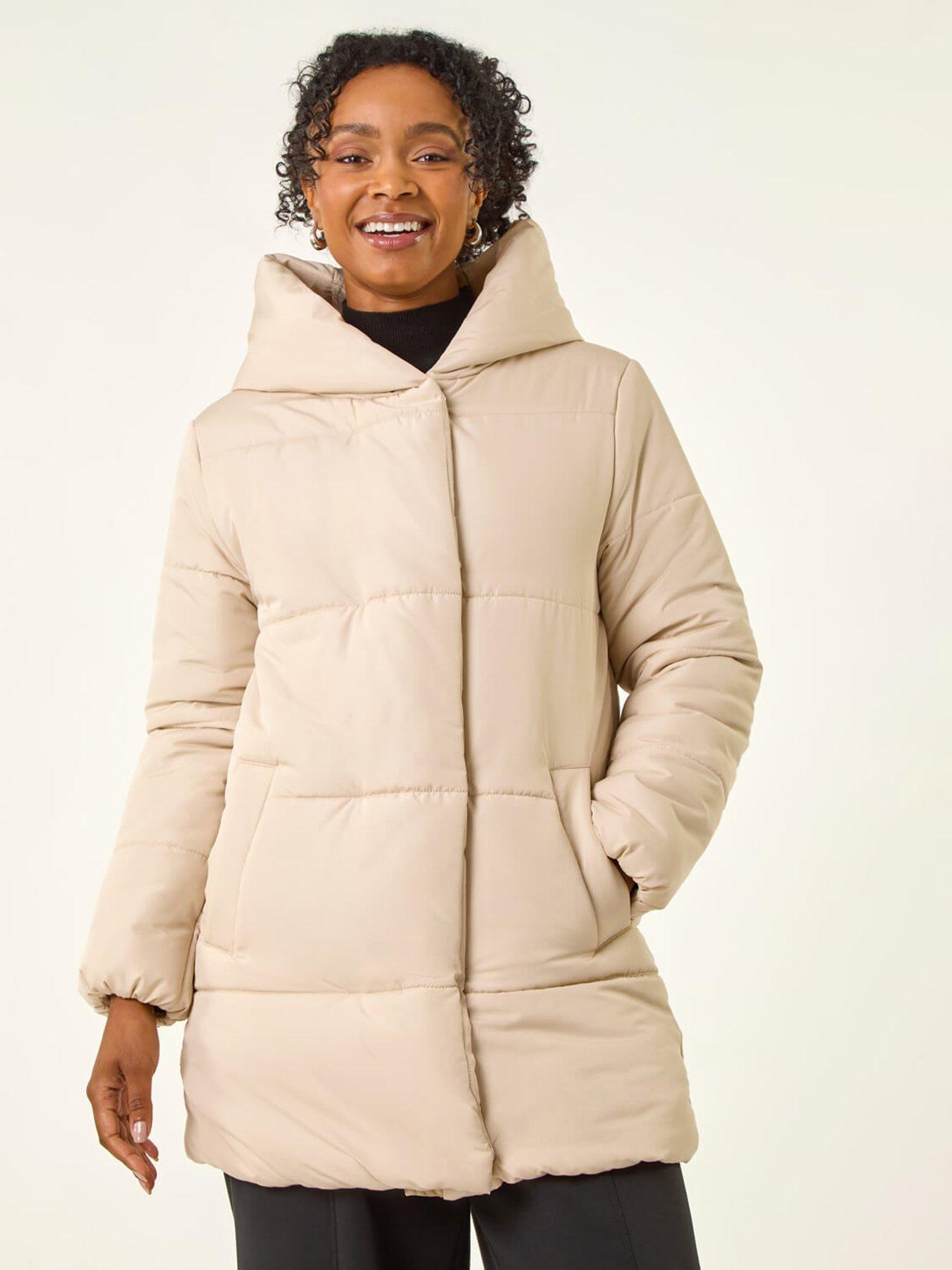 Roman Petite Hooded Quilted Puffer Coat - Grey