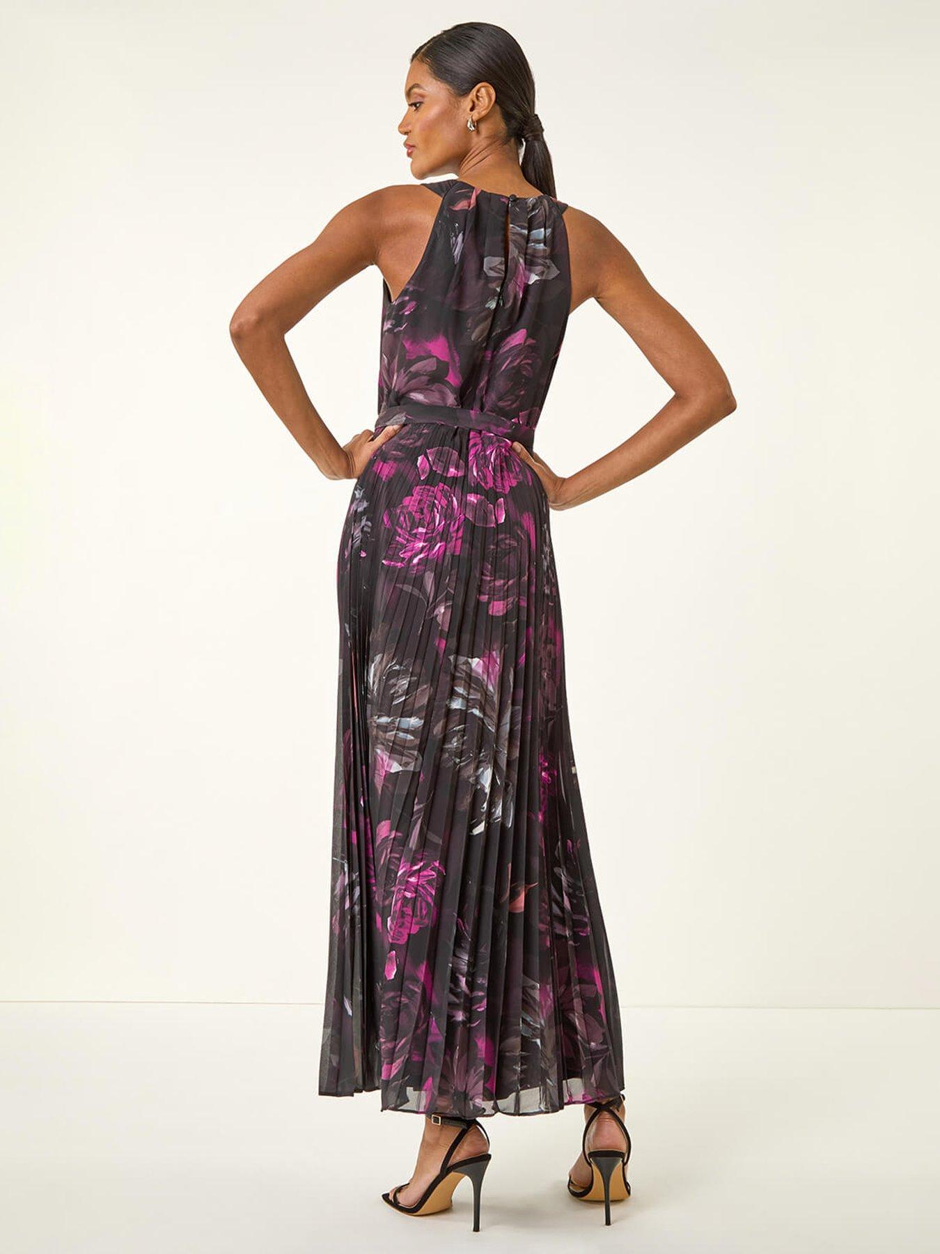 roman-floral-pleated-halter-neck-maxi-dress-blackstillFront