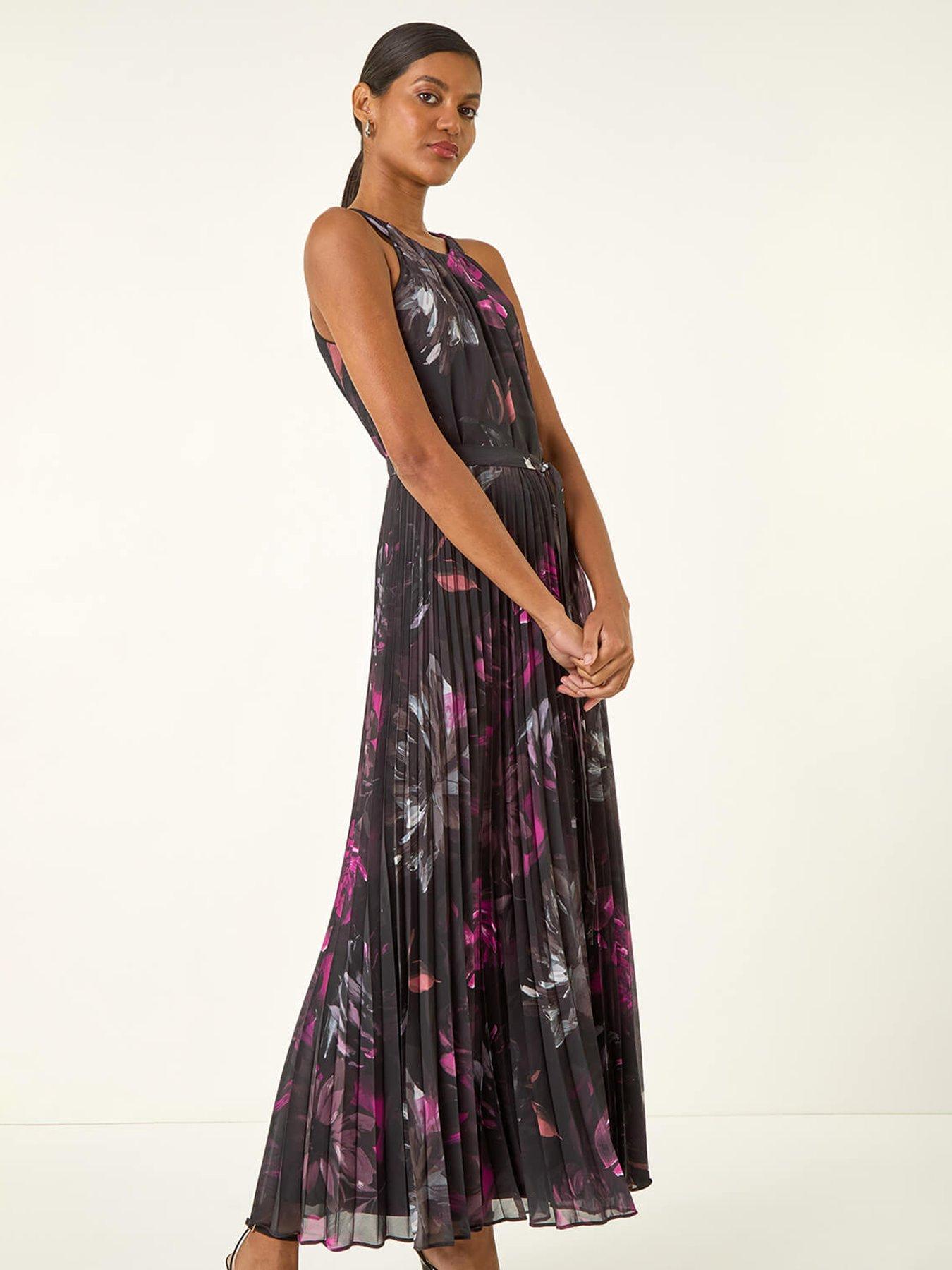 roman-floral-pleated-halter-neck-maxi-dress-blackback