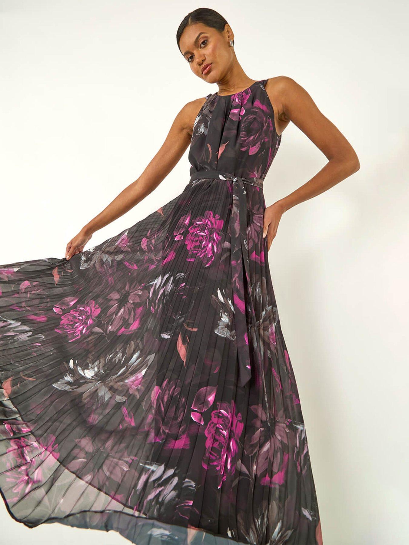 roman-floral-pleated-halter-neck-maxi-dress-blackoutfit