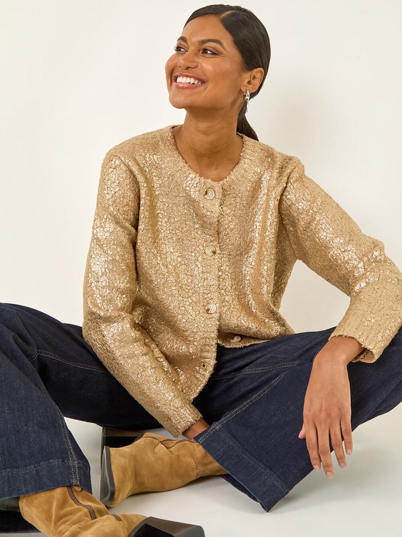 roman-metallic-knit-cardigan-goldoutfit