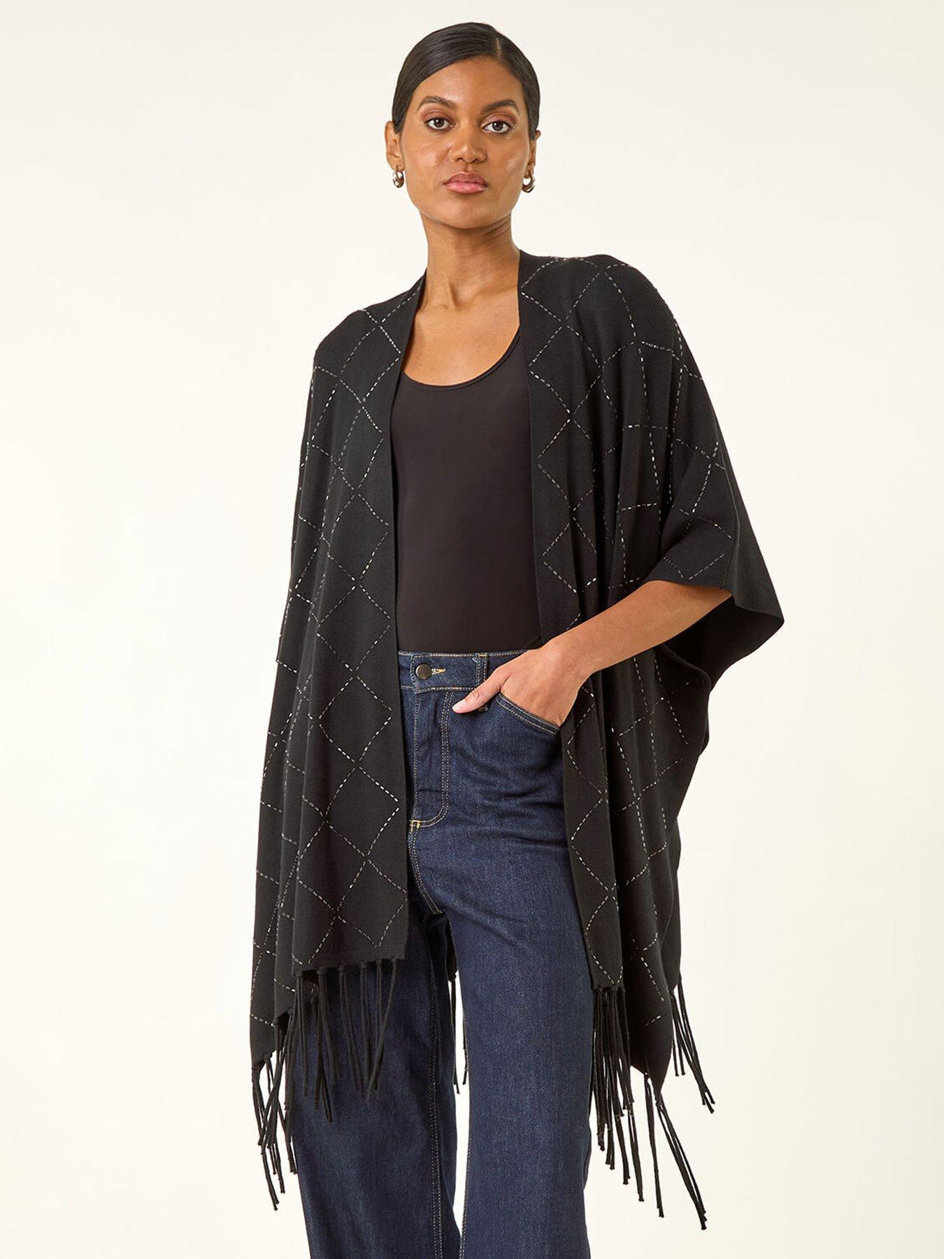 roman-diamond-hotfix-knit-poncho-black