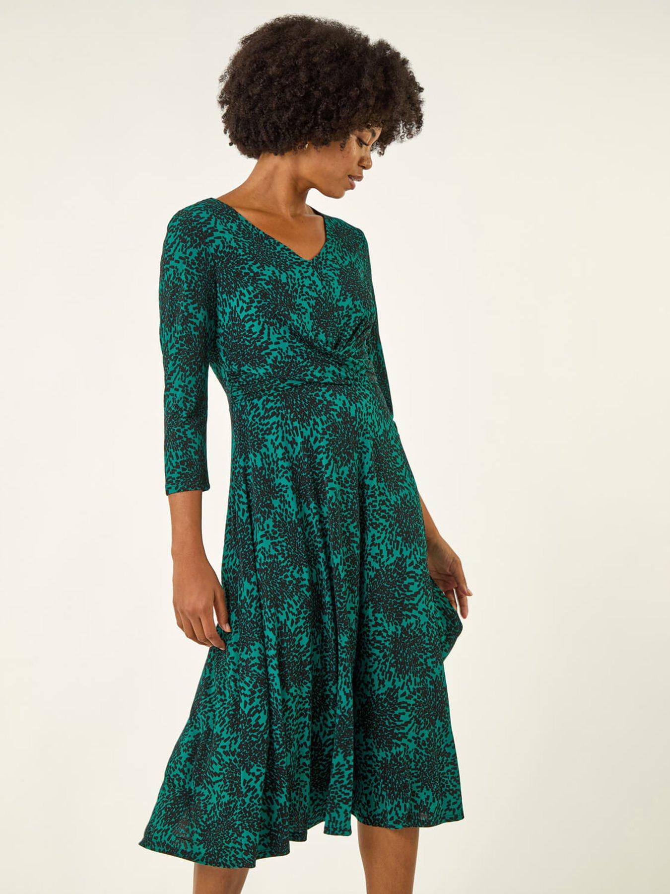 roman-speckled-print-wrap-bodice-midi-dress-blueback