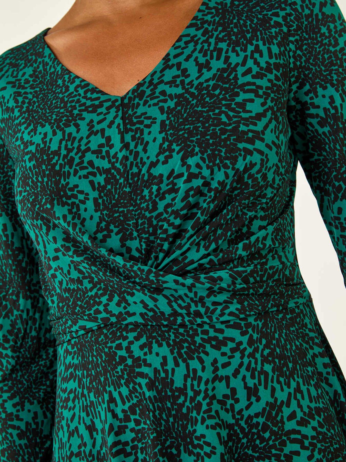 roman-speckled-print-wrap-bodice-midi-dress-bluedetail