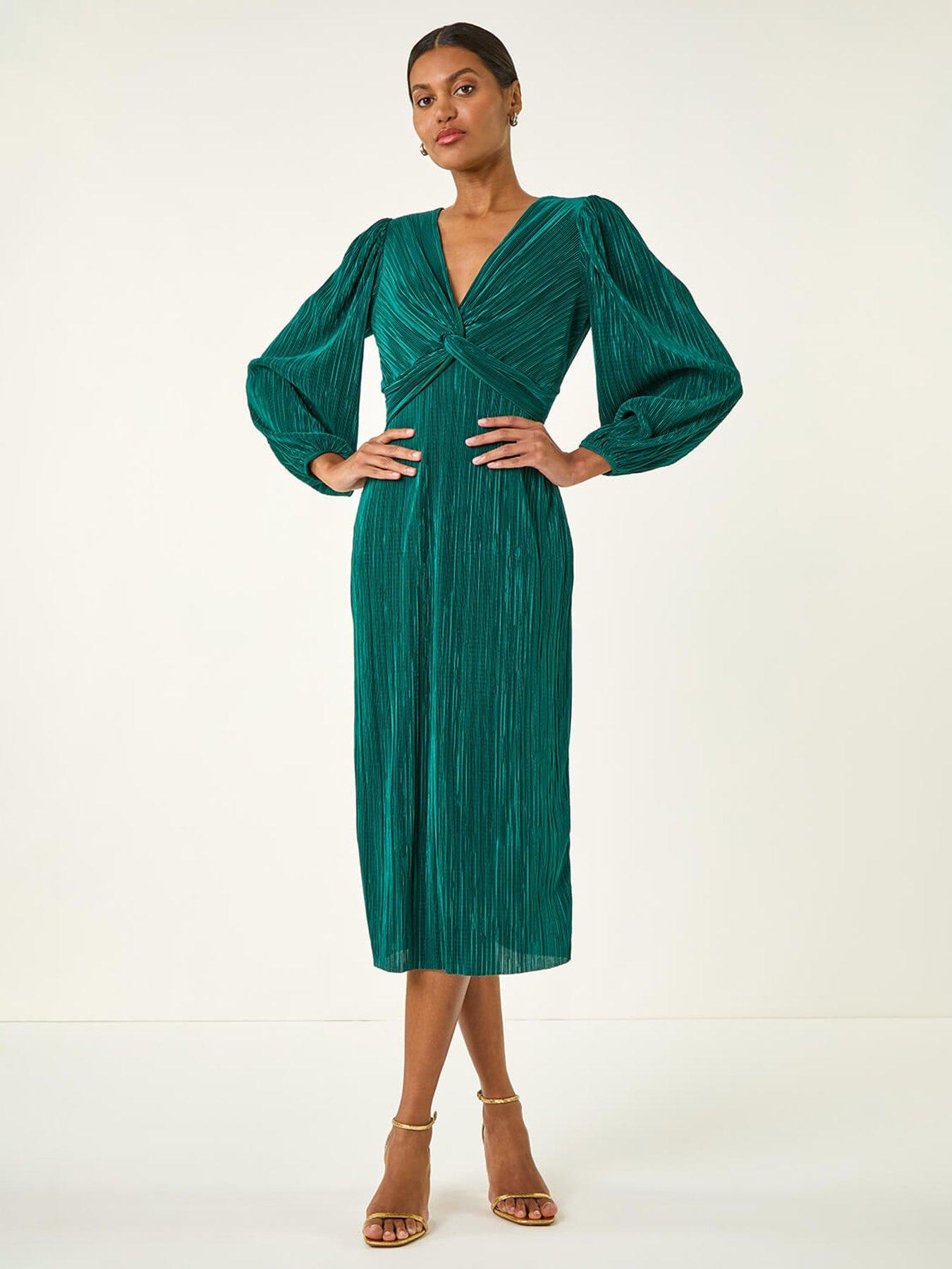 roman-plisse-twist-front-midi-dress-greenfront