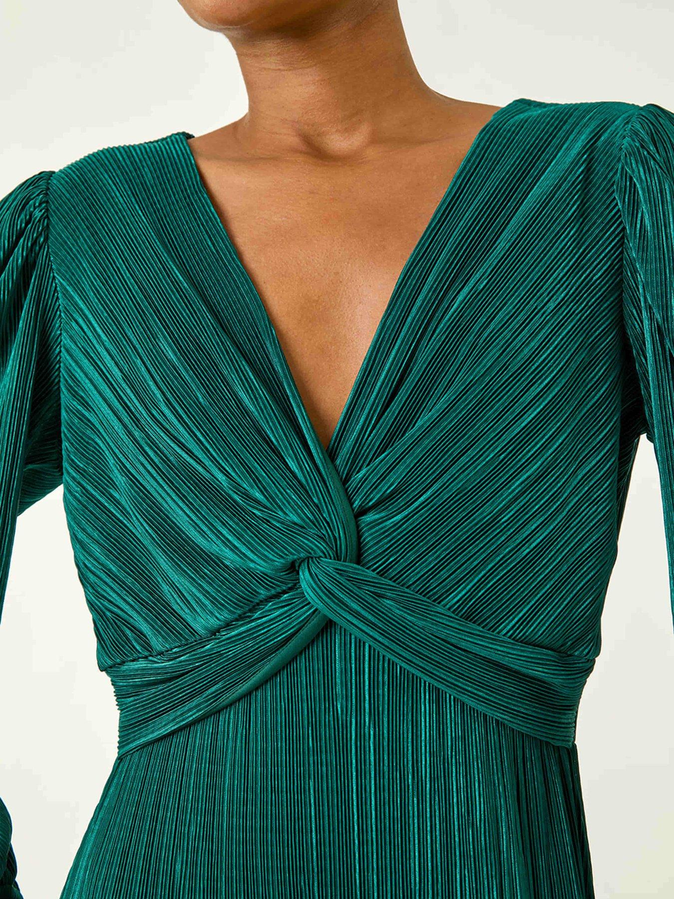 roman-plisse-twist-front-midi-dress-greendetail