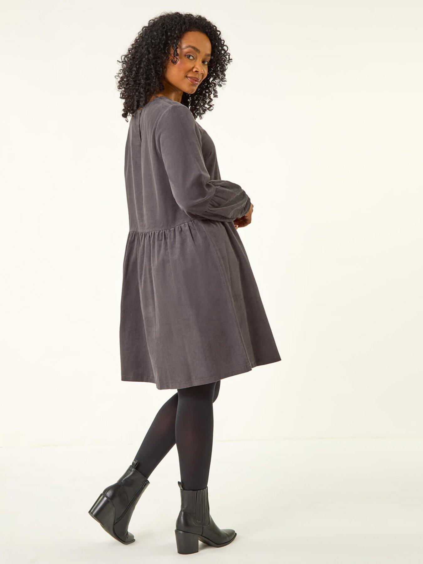 roman-petite-cotton-mini-dress-greystillFront