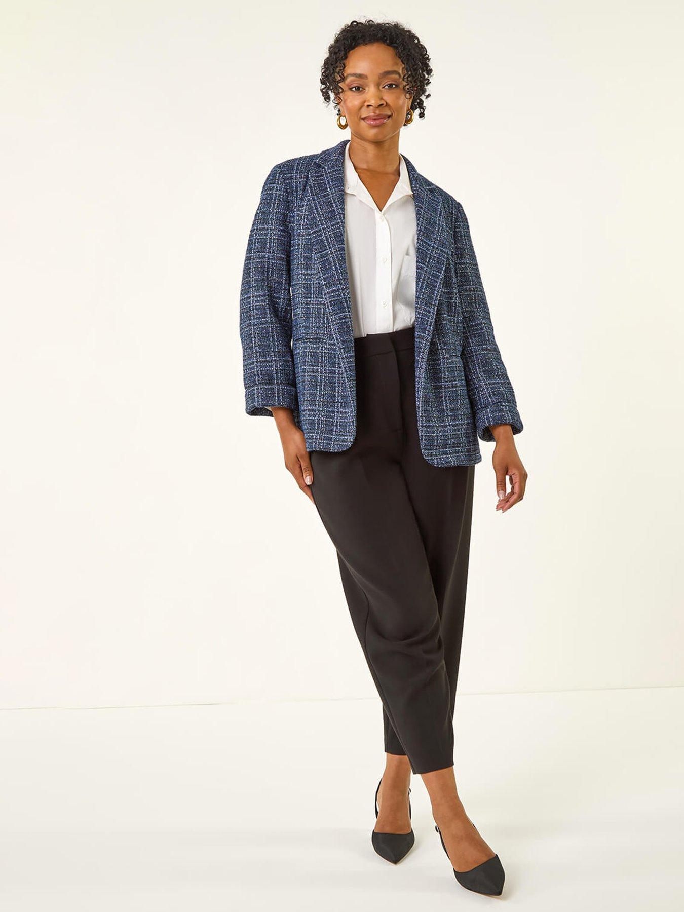 Image 3 of 5 of Roman Petite Boucle Stretch Blazer - Navy