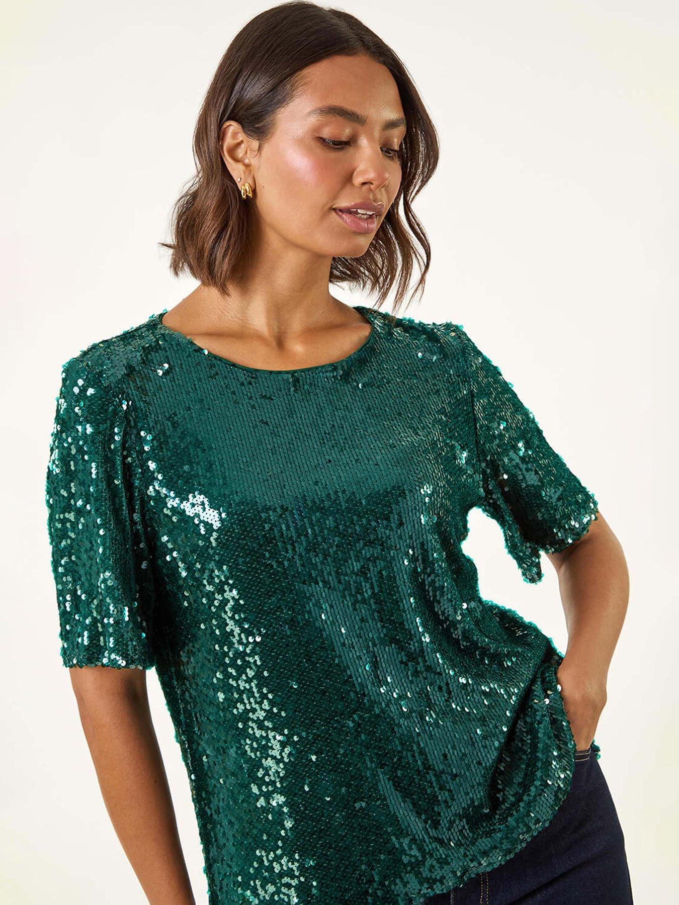 roman-sequin-embellished-t-shirt-forest-greenoutfit