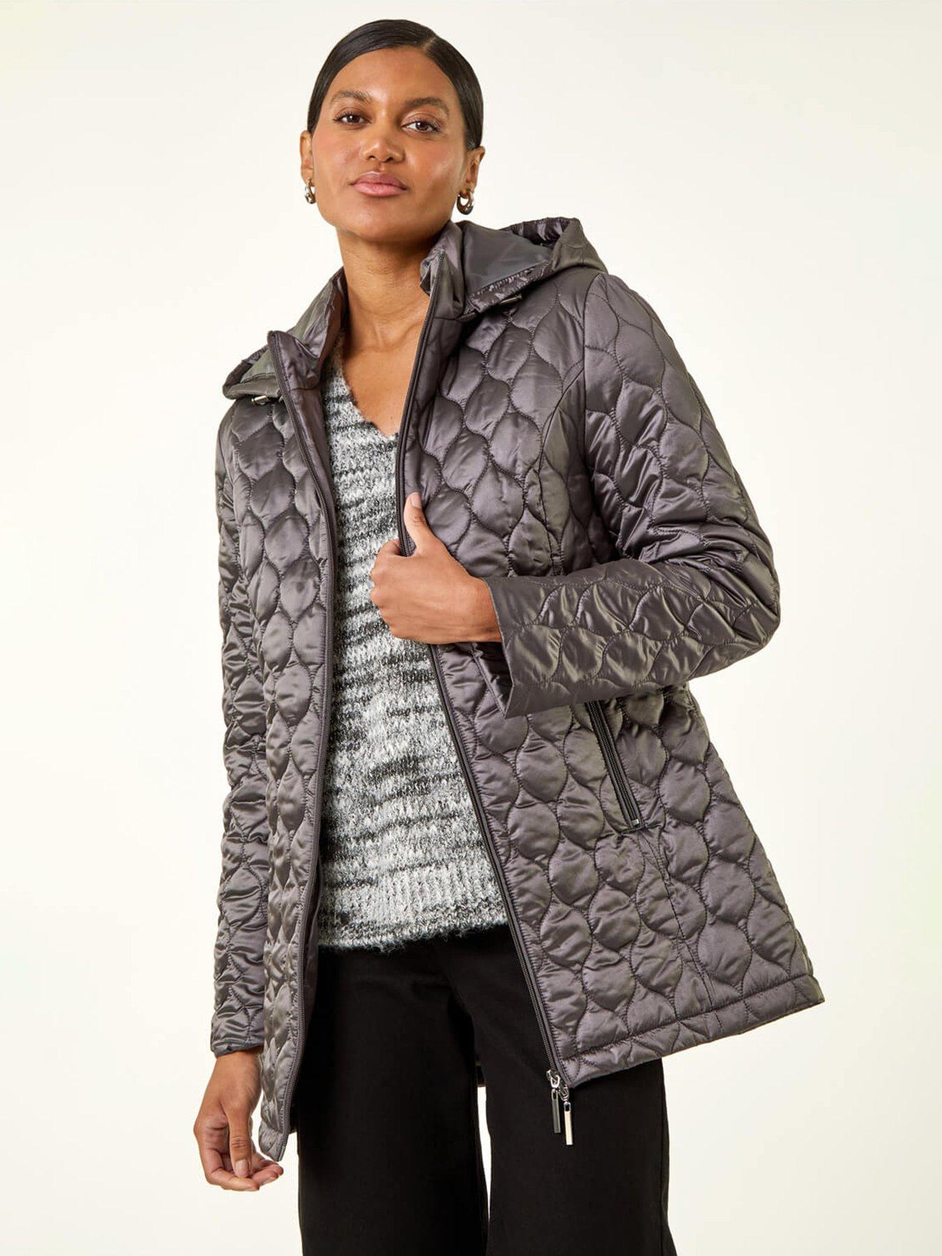 Roman Hooded Quilted Puffer Coat - Grey