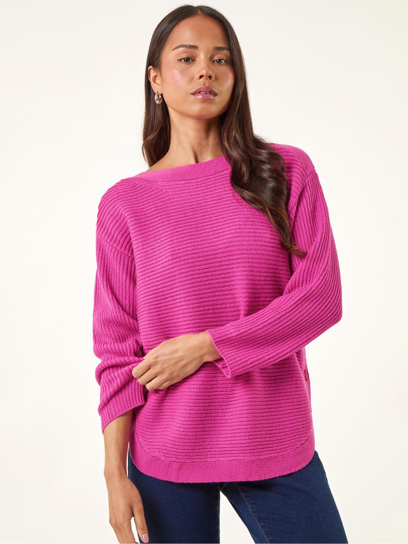 Image 1 of 5 of Roman Petite Curve Hem Knit Jumper - Pink