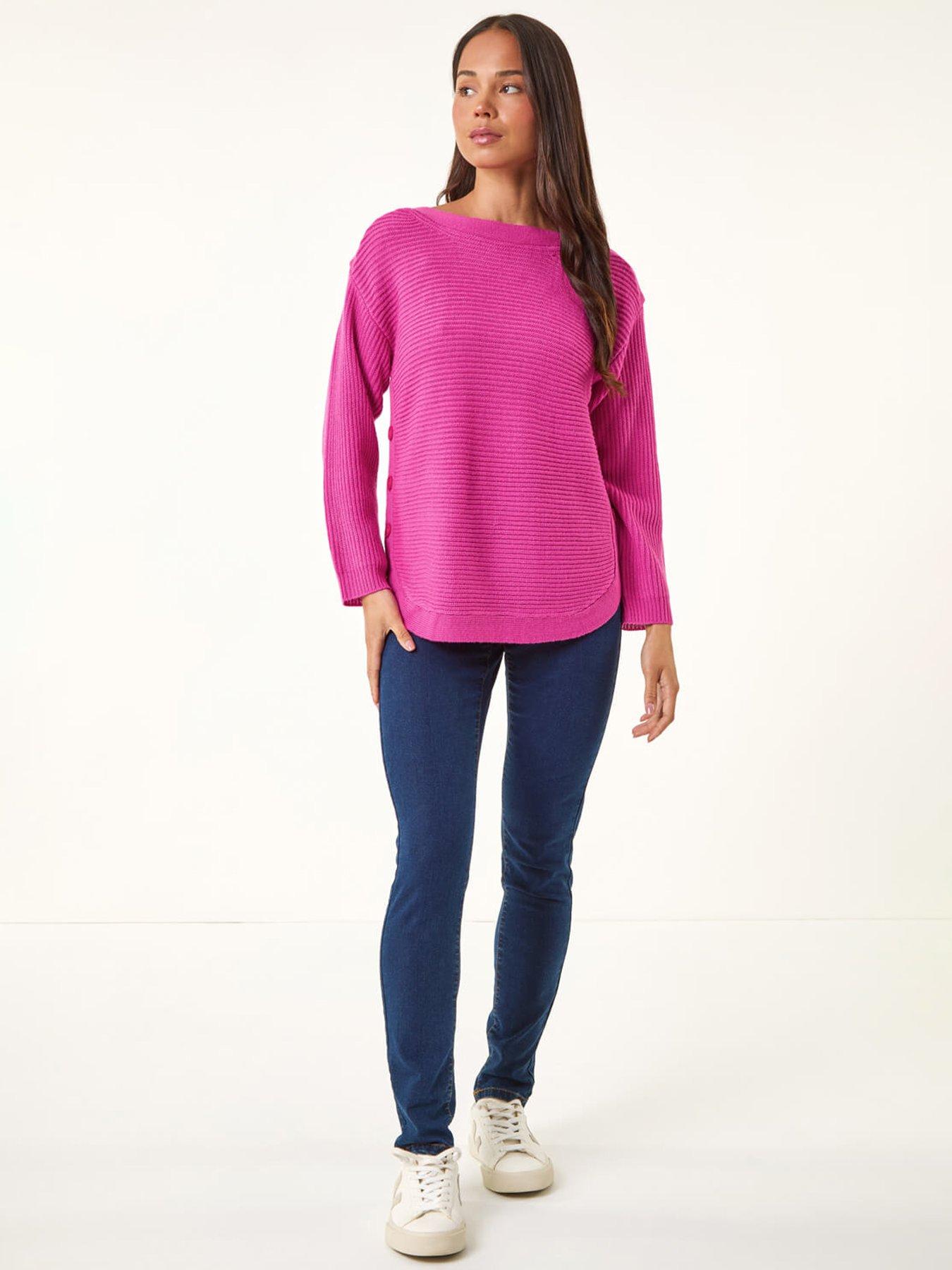 Image 3 of 5 of Roman Petite Curve Hem Knit Jumper - Pink