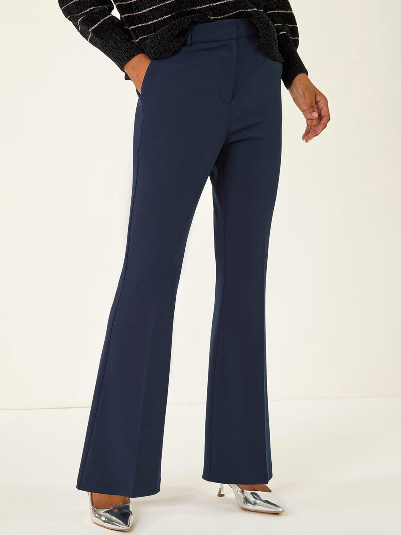 Roman Bootcut Leg Stretch Trousers - Navy