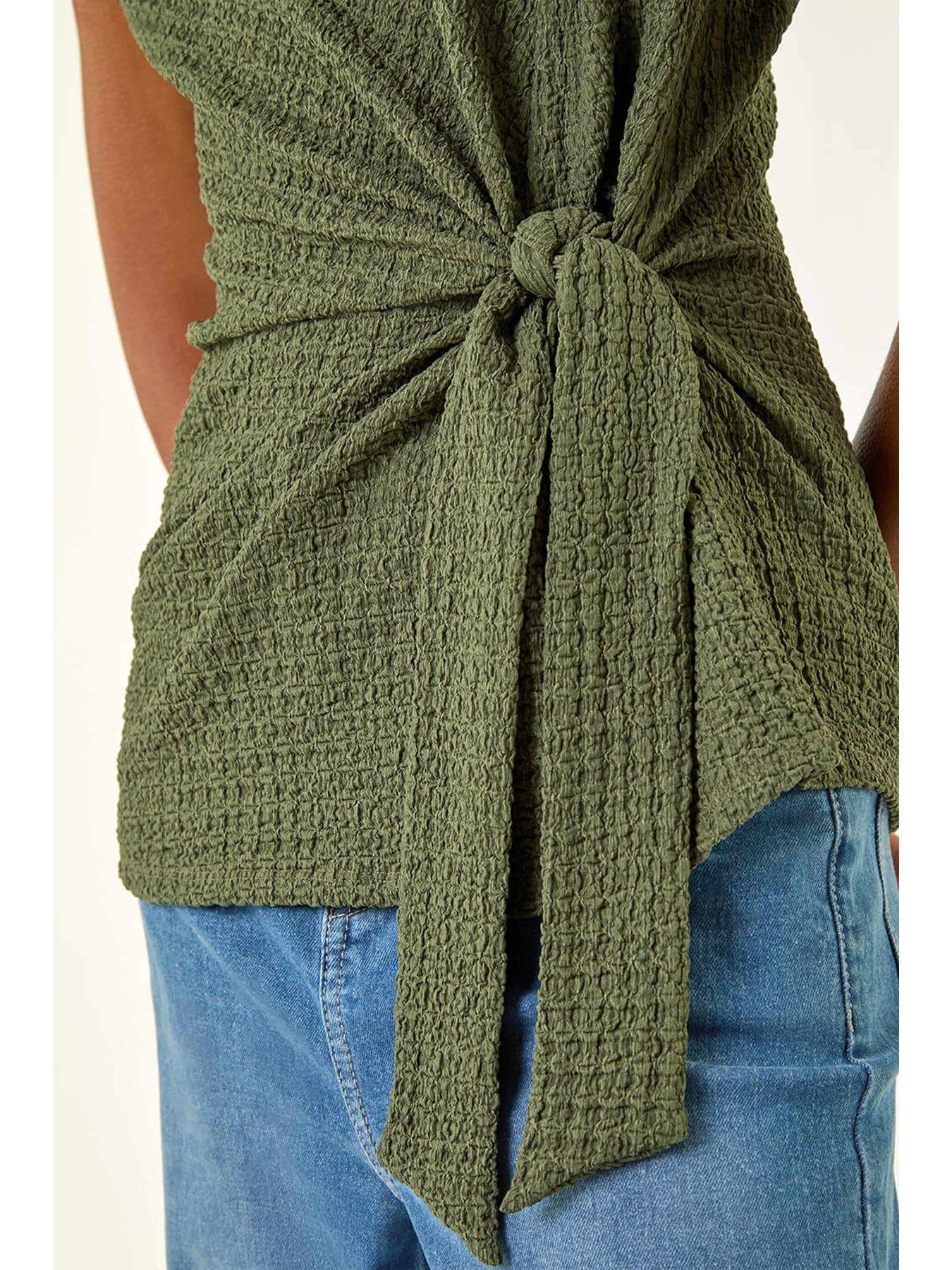 roman-textured-asymmetric-wrap-top-greendetail