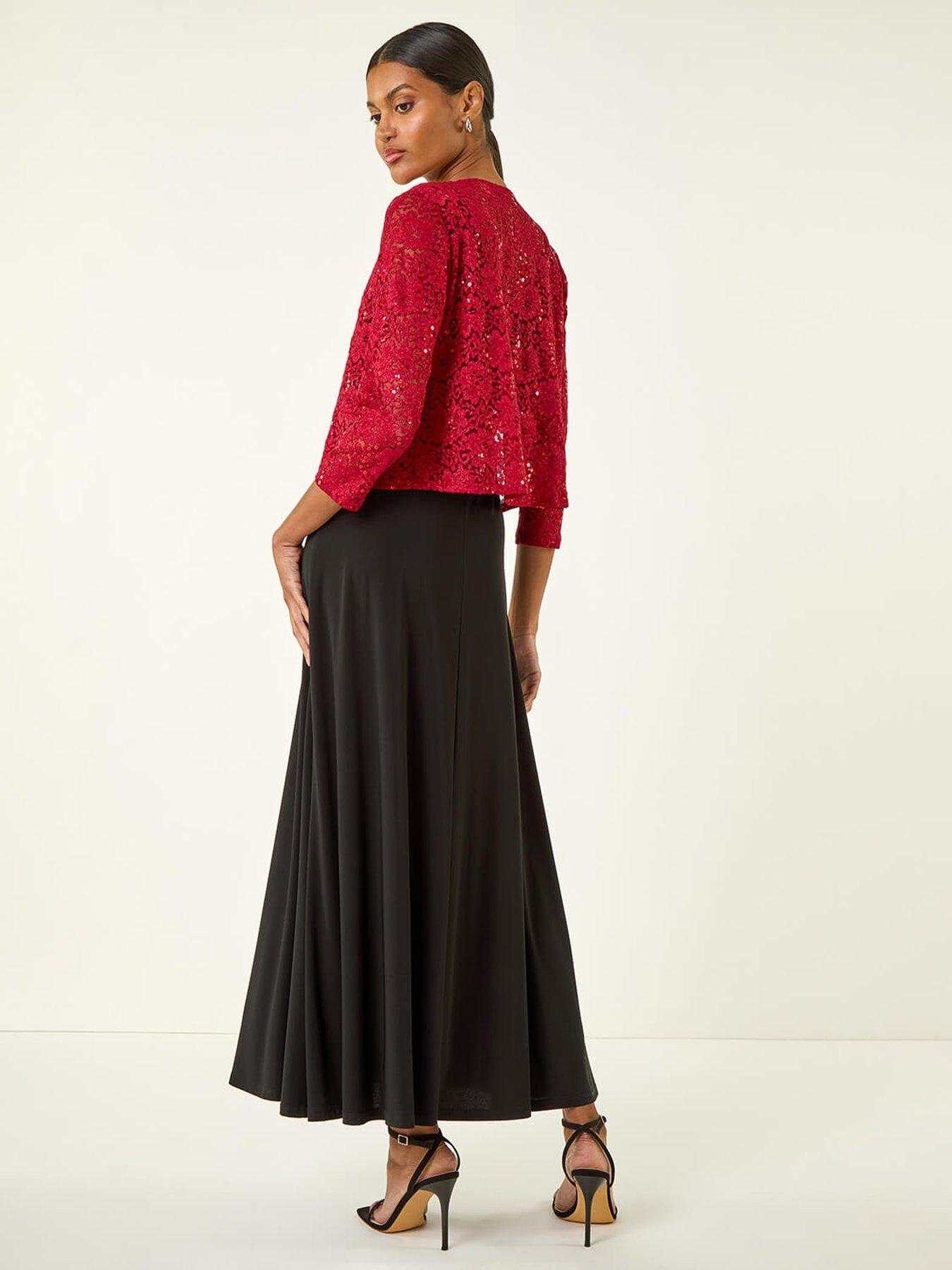 roman-glitter-sequin-lace-top-redstillFront