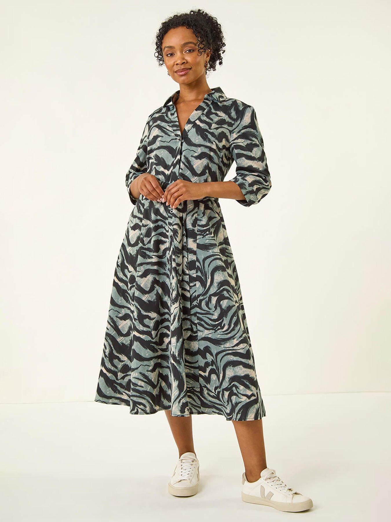 roman-petite-animal-print-stretch-shirt-dress-greyfront