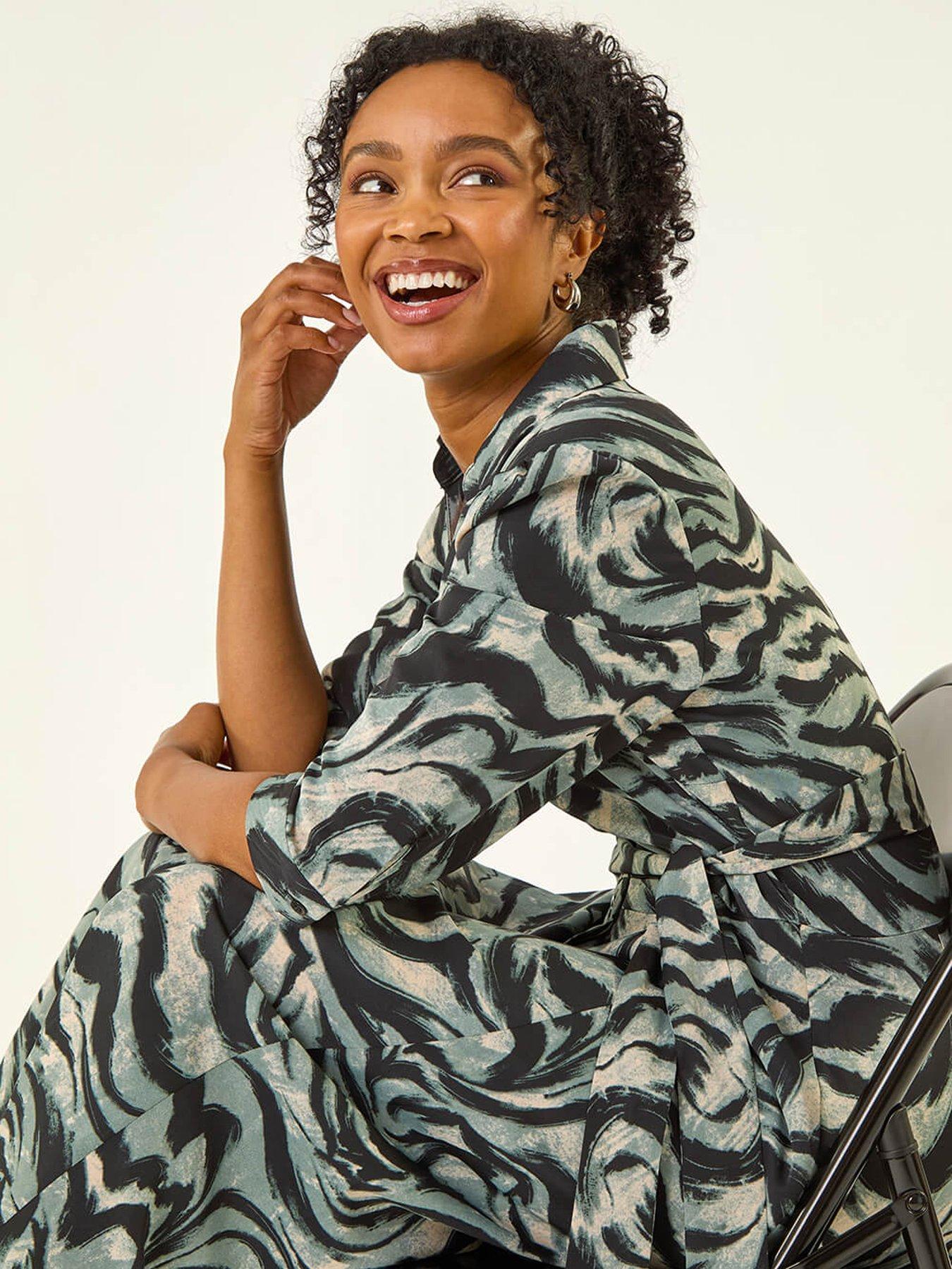 roman-petite-animal-print-stretch-shirt-dress-greyoutfit