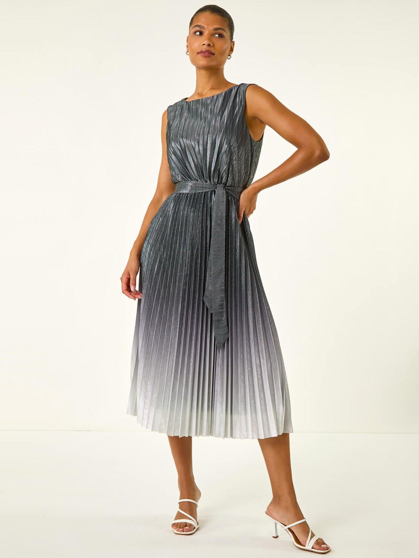 roman-pleated-ombre-midi-dress-silverfront