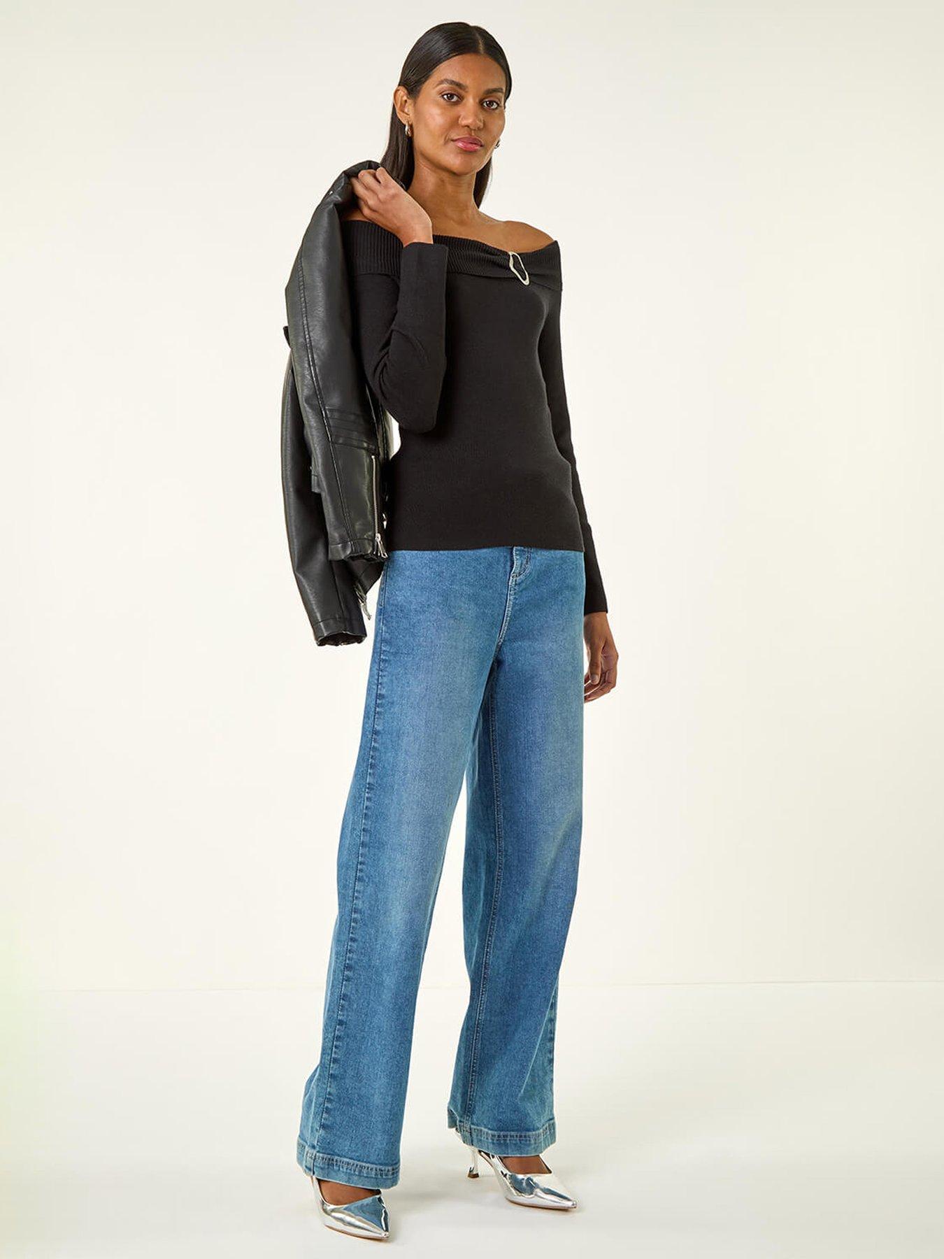 Image 3 of 5 of Roman Bardot Hardware Knit Jumper - Black