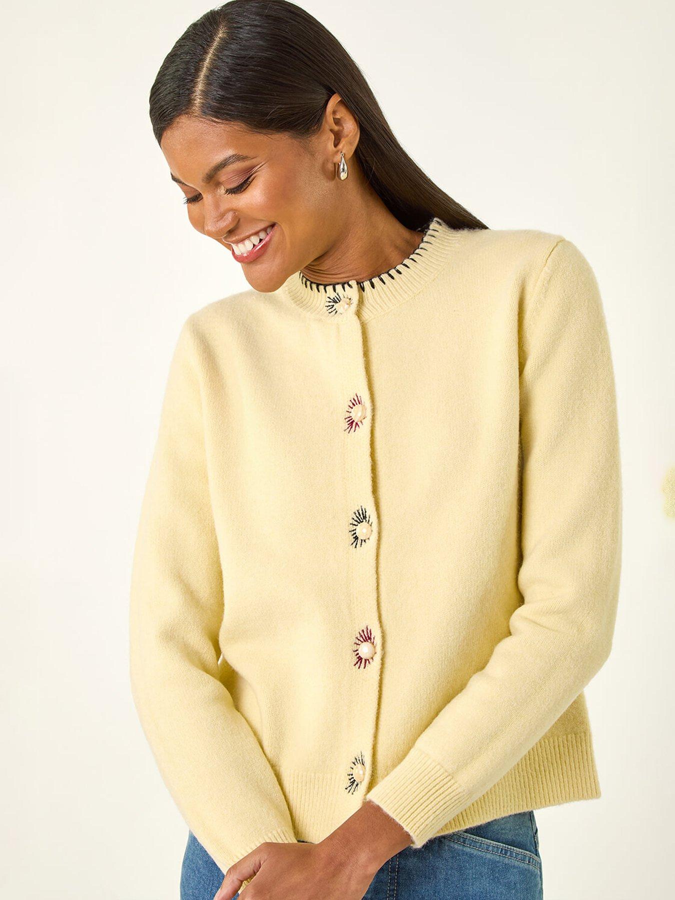 Image 1 of 5 of Roman Stitch Knit Cardigan - Yellow