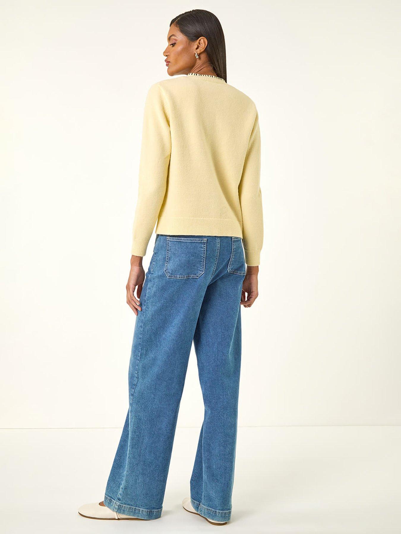 Image 2 of 5 of Roman Stitch Knit Cardigan - Yellow