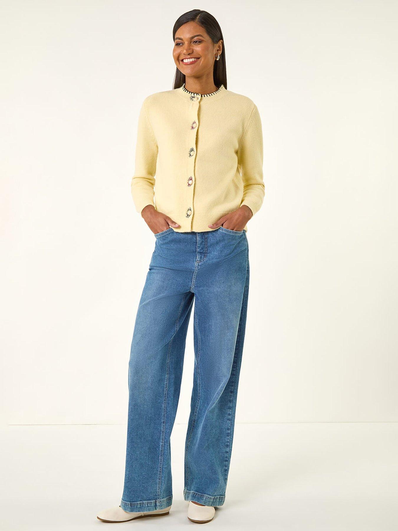 Image 3 of 5 of Roman Stitch Knit Cardigan - Yellow