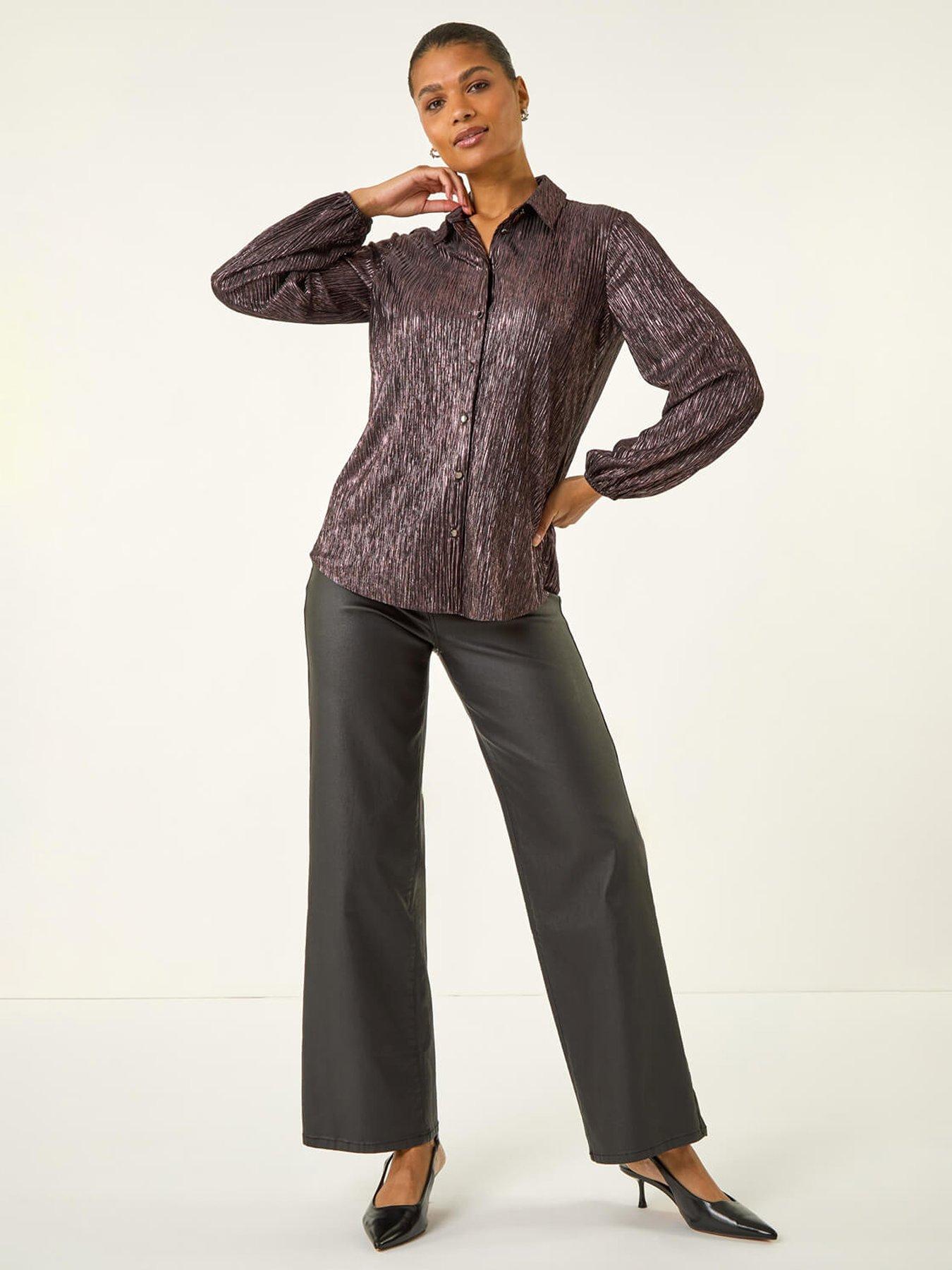 roman-foil-plisse-button-through-blouse-redback