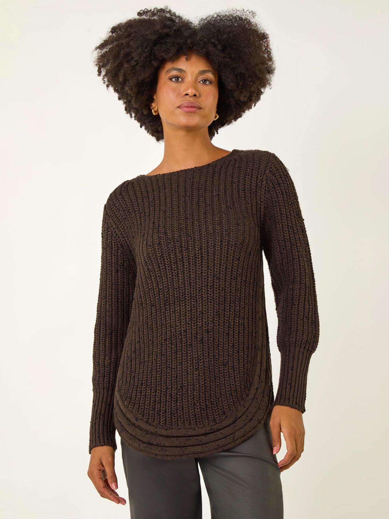 roman-curved-hem-stitch-knit-jumper-brown