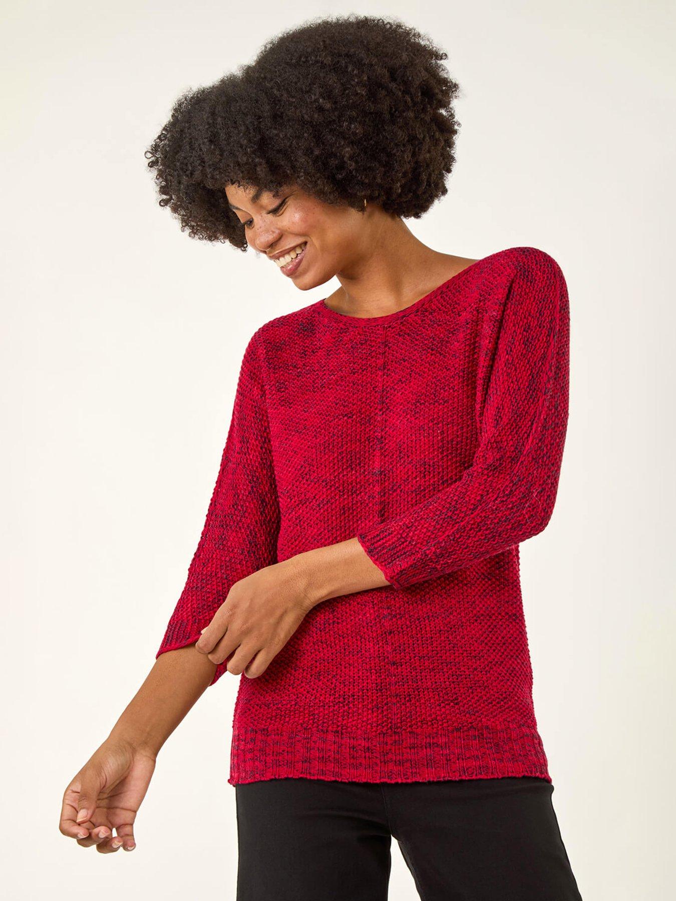 Image 1 of 5 of Roman Textured Knit Jumper - Red