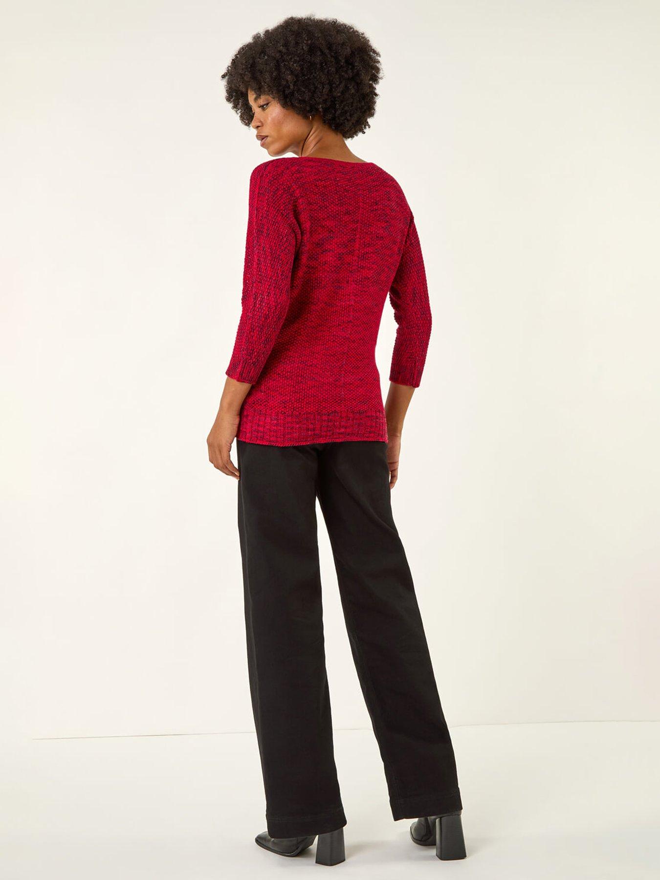 Image 2 of 5 of Roman Textured Knit Jumper - Red