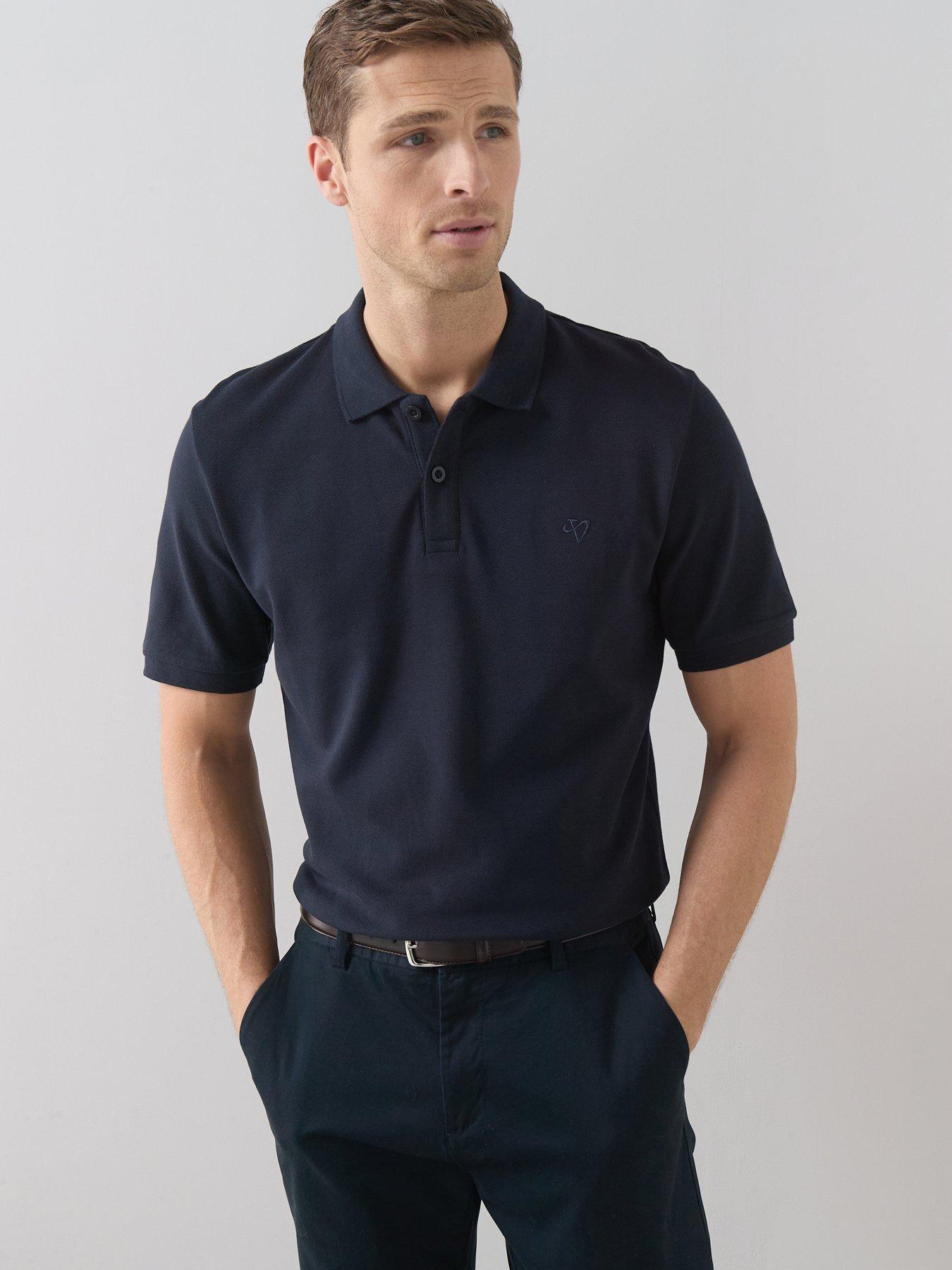 Image 1 of 7 of The Very Collection Pure Cotton Pique Polo Top - Navy