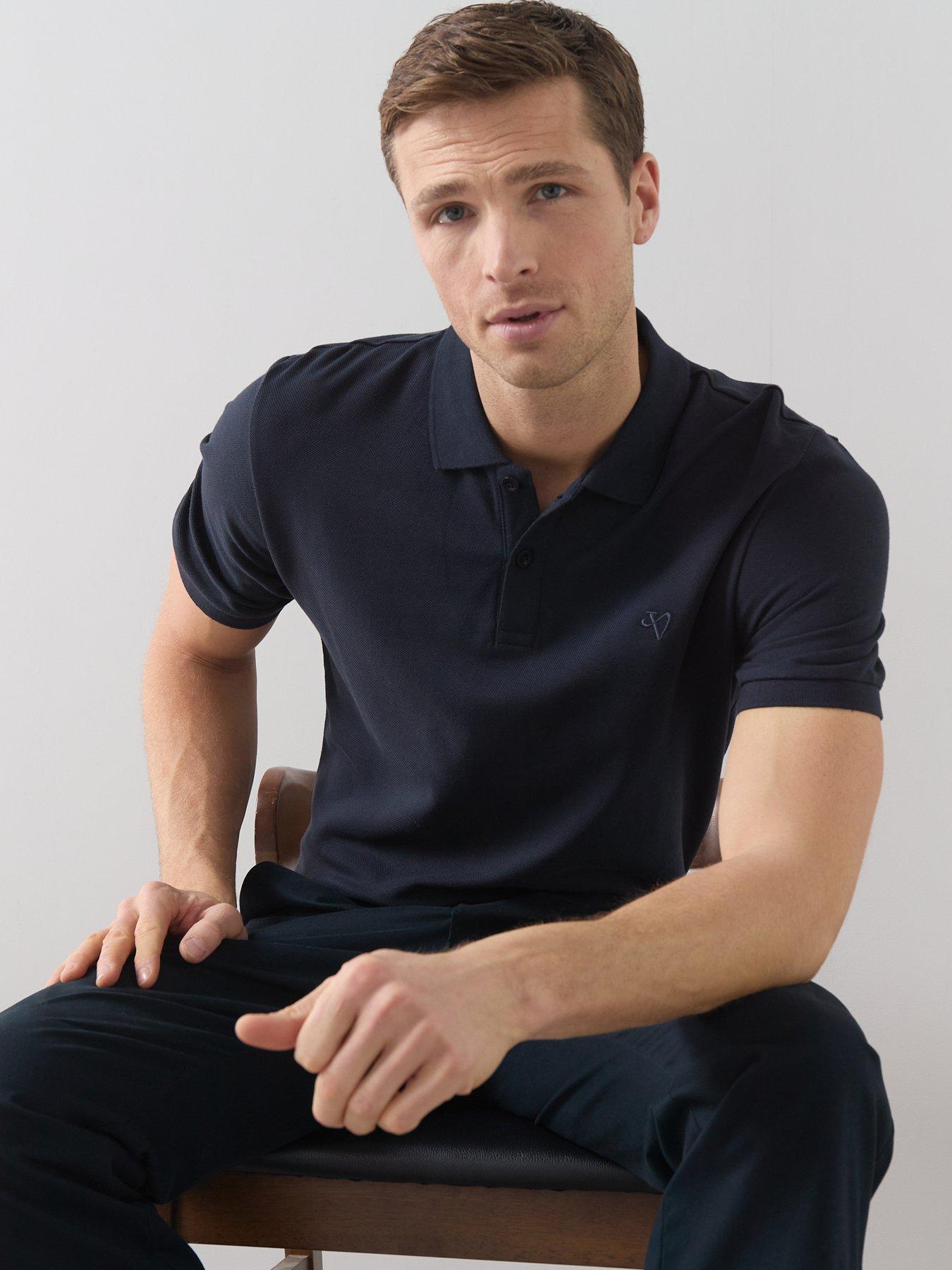 Image 6 of 7 of The Very Collection Pure Cotton Pique Polo Top - Navy