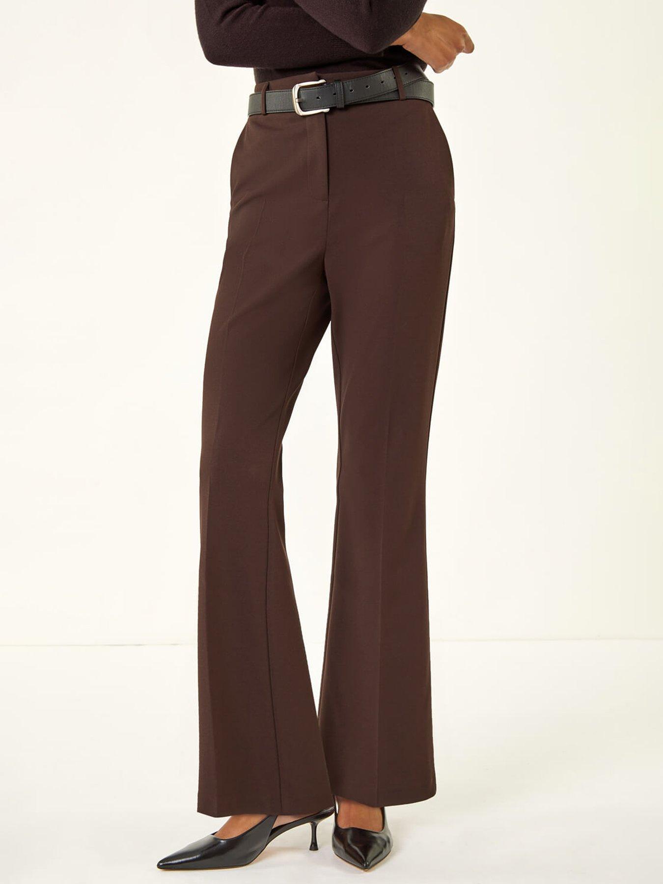 Roman Bootcut Leg Stretch Trousers - Brown