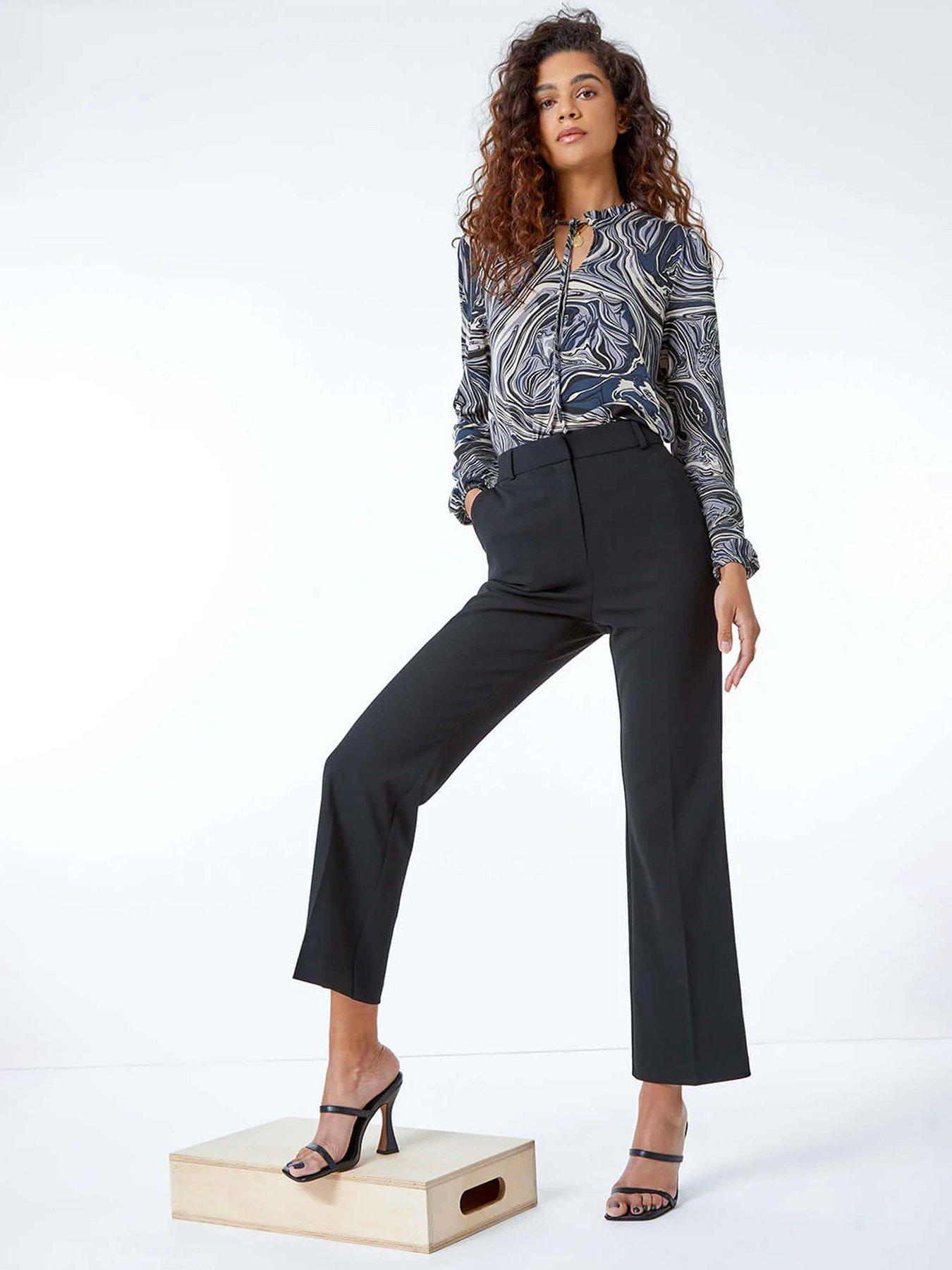 Image 4 of 5 of Roman Long Bootcut Stretch Trousers - Black