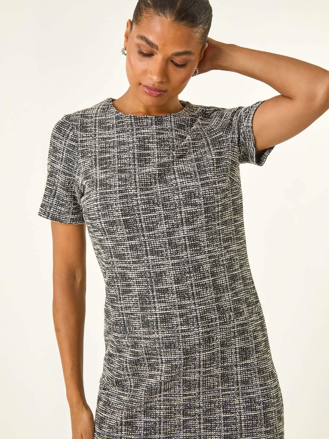 roman-textured-stretch-shift-dress-blackoutfit