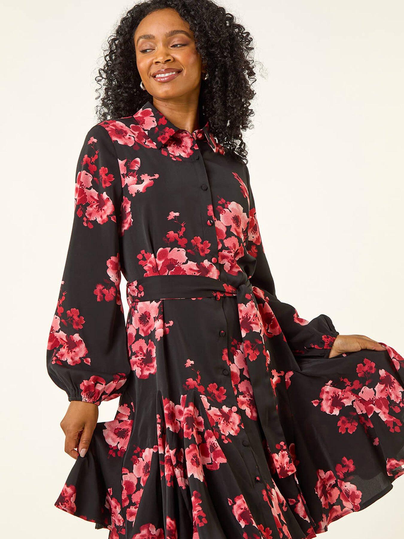 roman-petite-floral-print-shirt-dress-redback