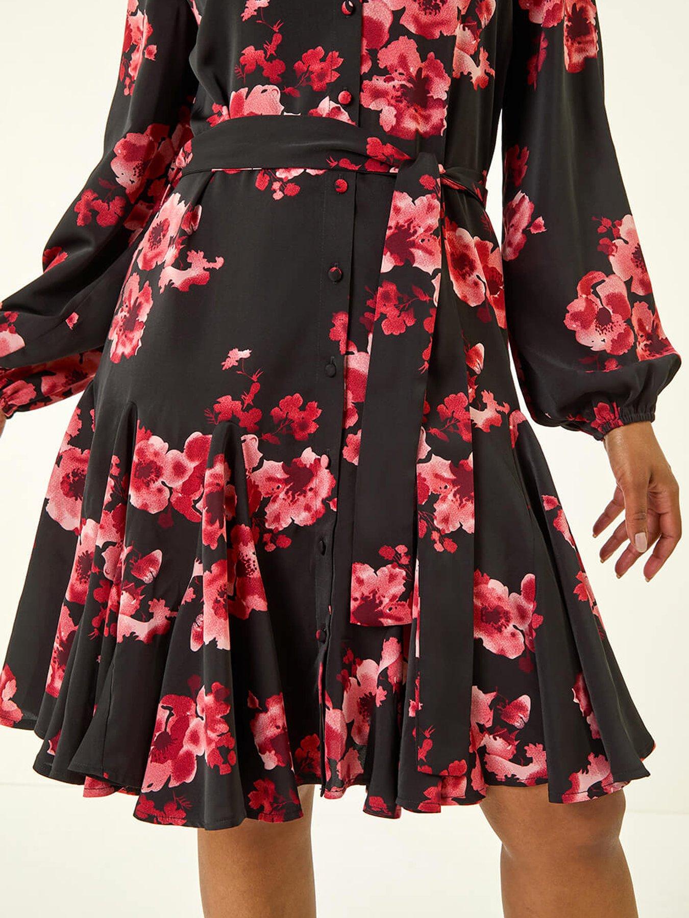 roman-petite-floral-print-shirt-dress-reddetail