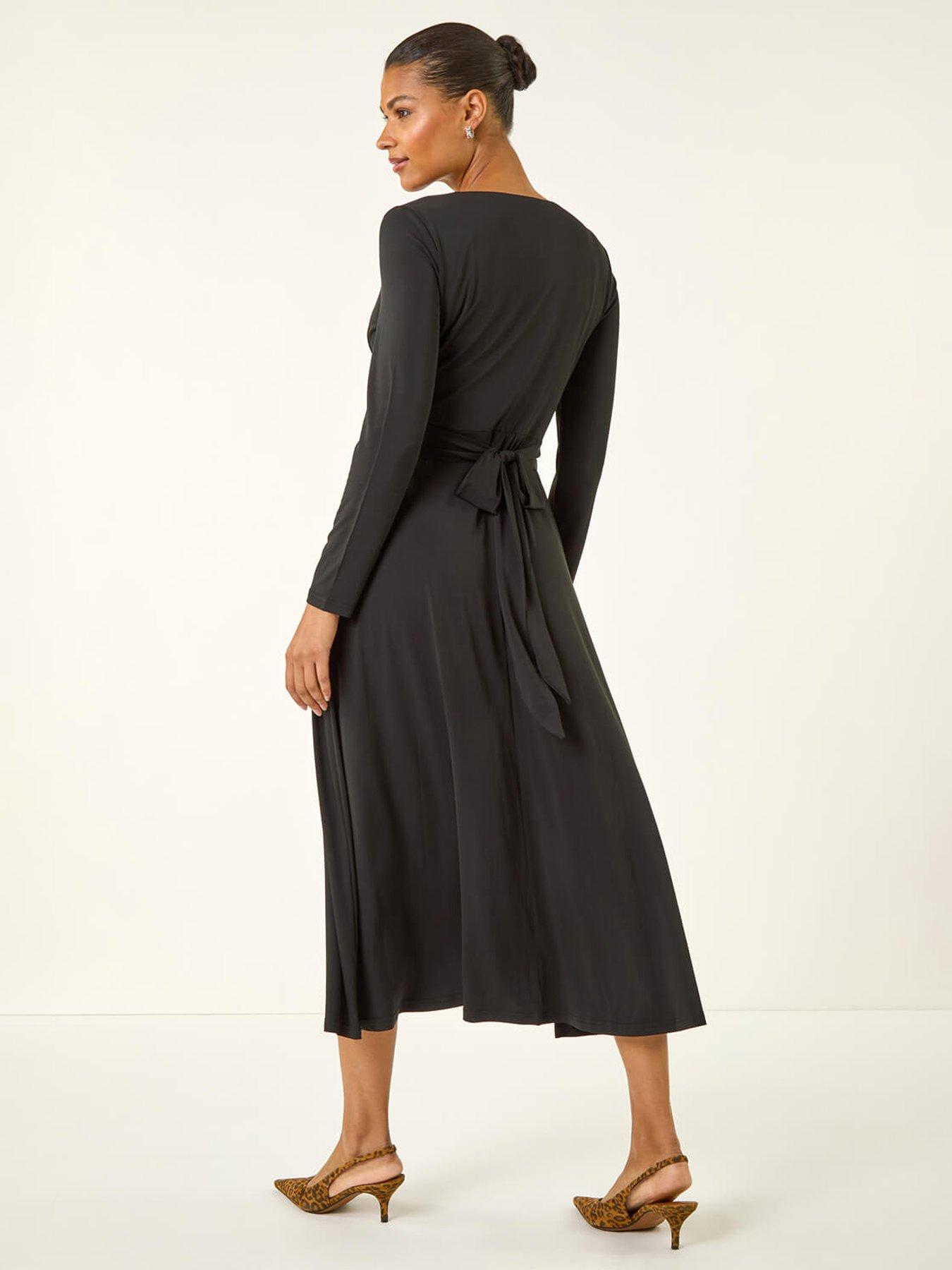 roman-twist-front-stretch-midi-dress-blackstillFront